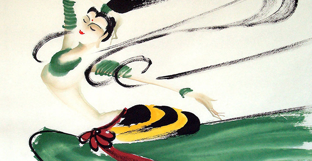 焦墨大写意《敦煌飞天》Painting dunhuang apsaras