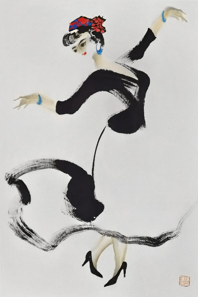 焦墨大写意《舞蹈》-民族舞蹈